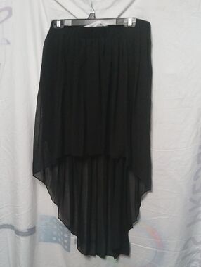 bebe Black High-Low Sheer Layered Skirt